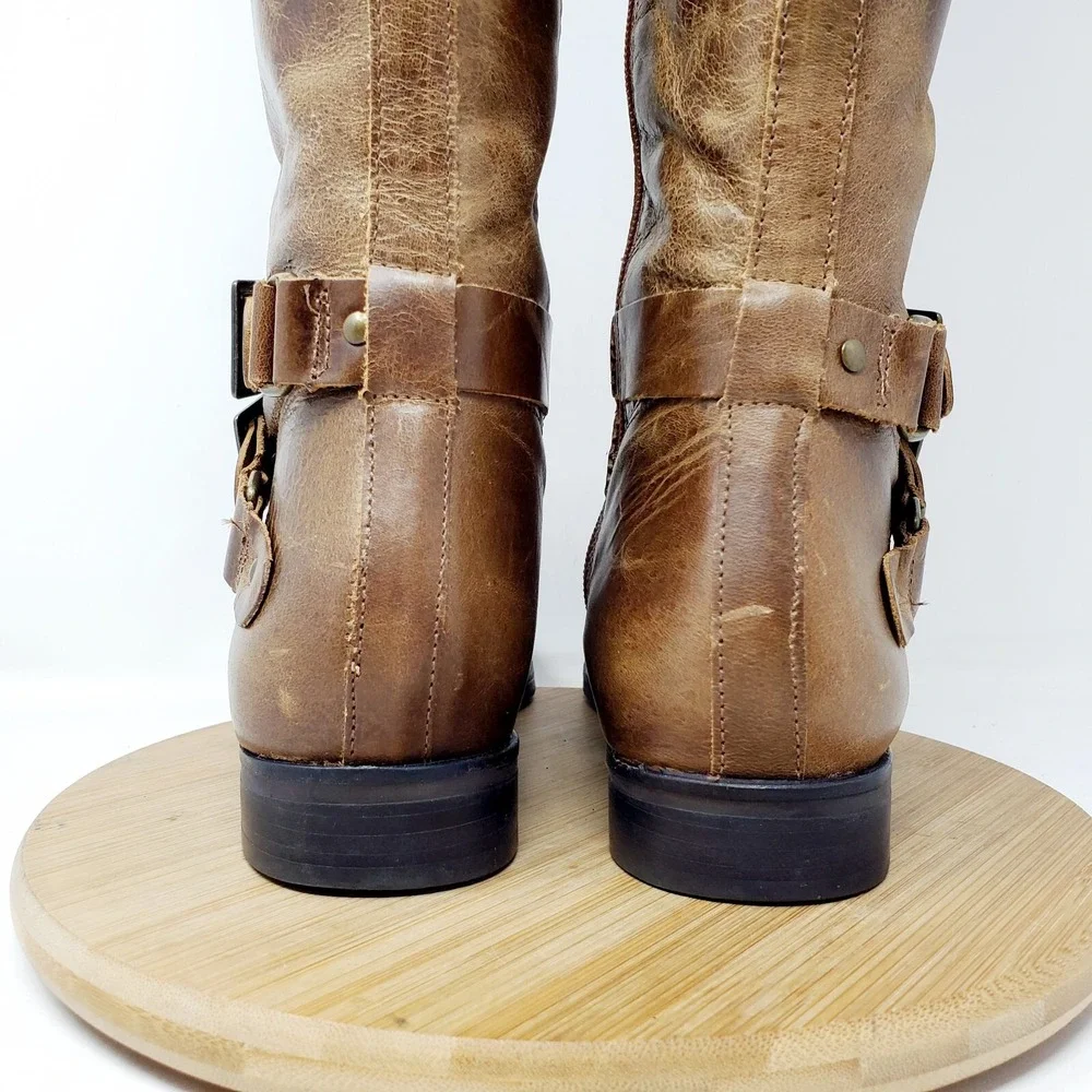 Matisse Coconuts Boots‎ Womens 8.5 Britain Brown Leather Riding Belted Shoes